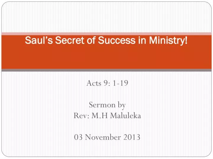 saul s secret of success in ministry