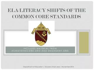 ELA/ LIteracy Shifts of the Common Core Standards