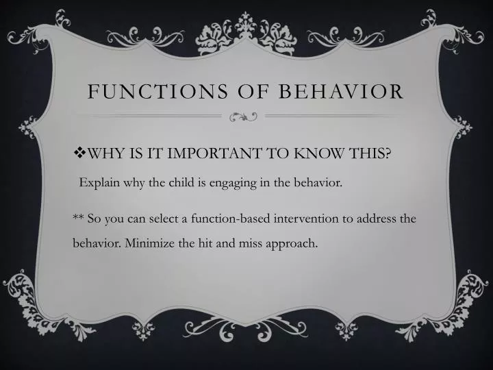functions of behavior
