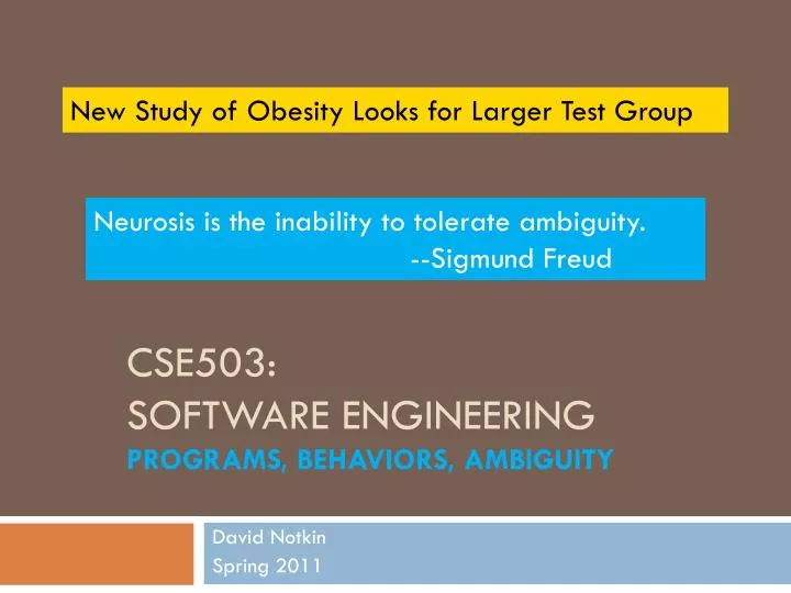 cse503 software engineering programs behaviors ambiguity