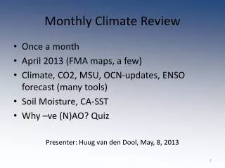 Monthly Climate Review