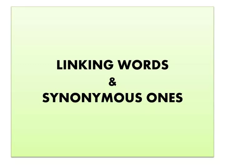 linking words synonymous ones