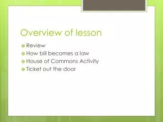 Overview of lesson