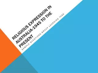 Religious expression in Australia-1945 to the present