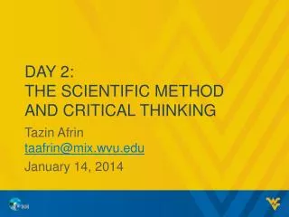 Day 2: The Scientific Method and Critical Thinking
