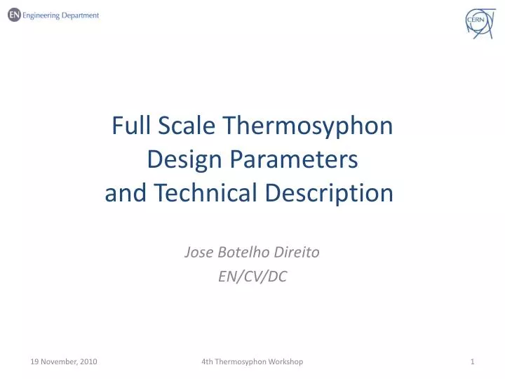 full scale thermosyphon design parameters and technical description