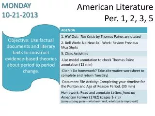 American Literature Per. 1, 2, 3, 5