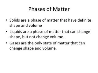 Phases of Matter