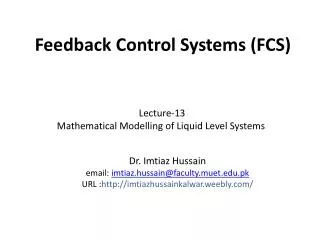 Feedback Control Systems ( FCS )