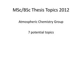 MSc / BSc Thesis Topics 2012