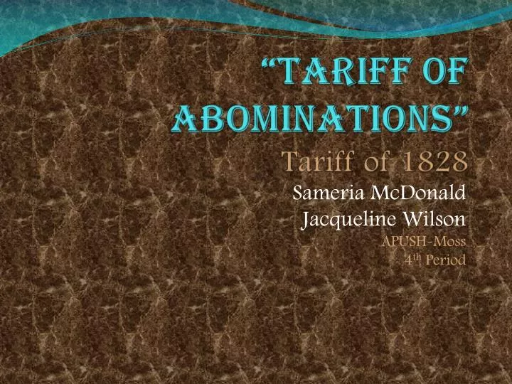 tariff of abominations tariff of 1828