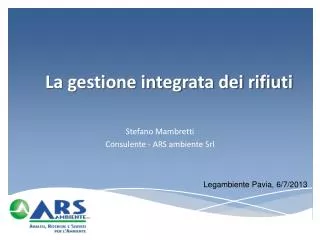 la gestione integrata dei rifiuti