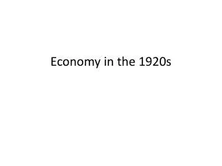 Economy in the 1920s