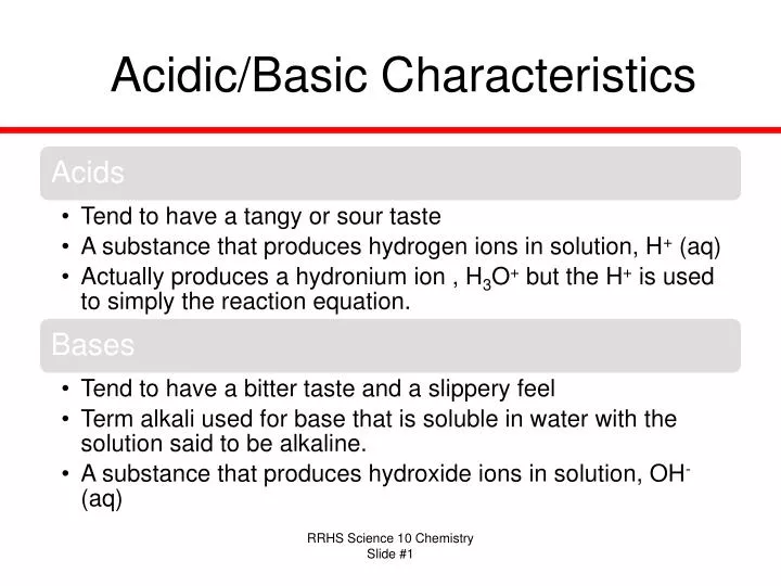 acidic basic characteristics