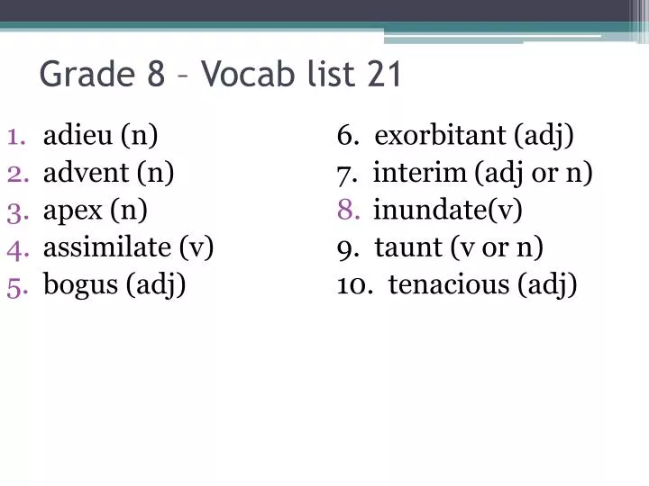 grade 8 vocab list 21