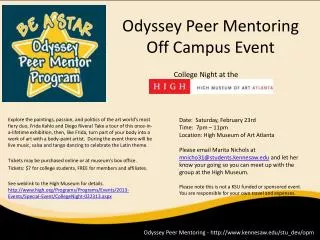 Odyssey Peer Mentoring Off Campus Event