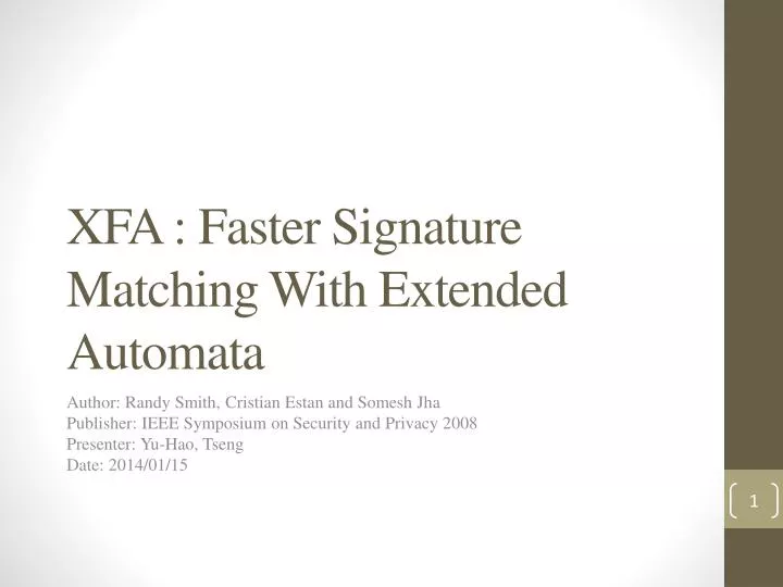 xfa faster signature matching with extended automata