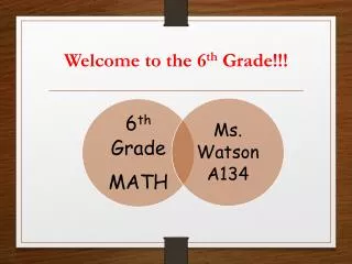 Welcome to the 6 th Grade!!!