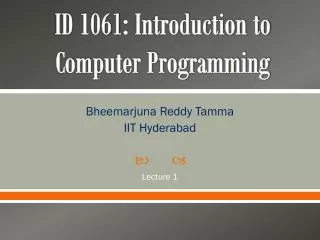 ID 1061: Introduction to Computer Programming