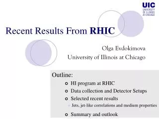 Recent Results From RHIC