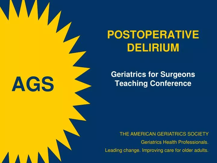 postoperative delirium geriatrics for surgeons teaching conference