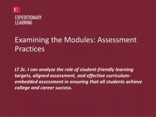 Examining the Modules: Assessment Practices