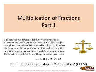 Multiplication of Fractions Part 1