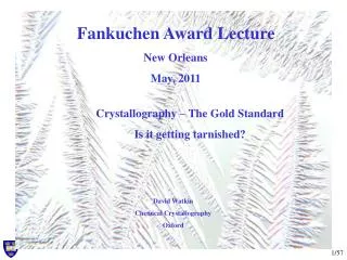 Fankuchen Award Lecture New Orleans May, 2011