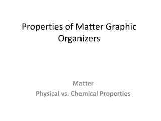 Properties of Matter Graphic Organizers