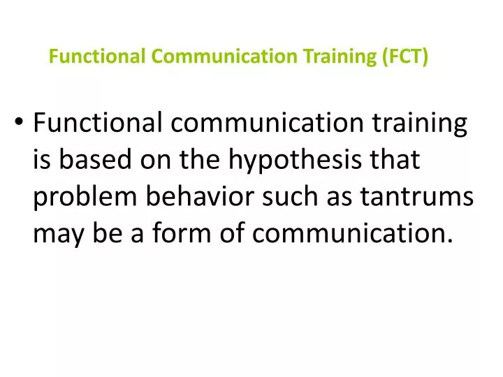 functional communication training fct