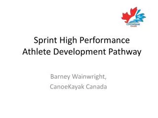Sprint High Performance Athlete Development Pathway