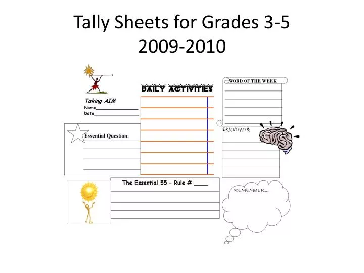 tally sheets for grades 3 5 2009 2010
