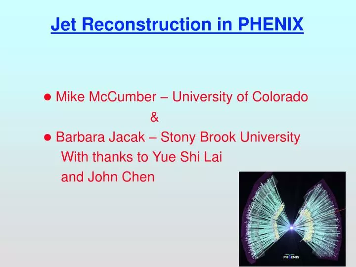 jet reconstruction in phenix