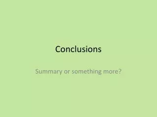 Conclusions