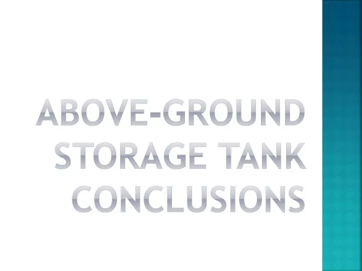above ground storage tank conclusions