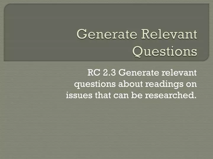 generate relevant questions