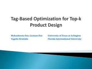 Tag-Based Optimization for Top-k Product Design