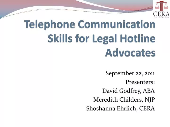 telephone communication skills for legal hotline advocates