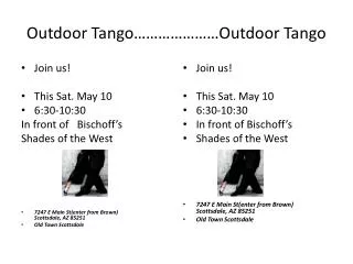 Outdoor Tango…………………Outdoor Tango