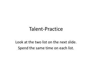 Talent-Practice