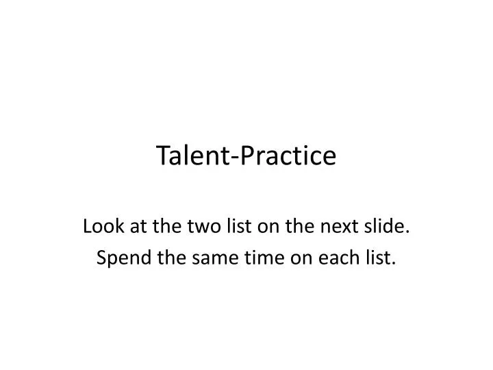 talent practice