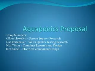 Aquaponics Proposal