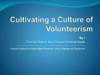 Cultivating a Culture of Volunteerism