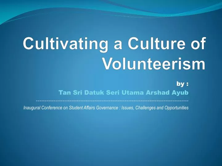cultivating a culture of volunteerism