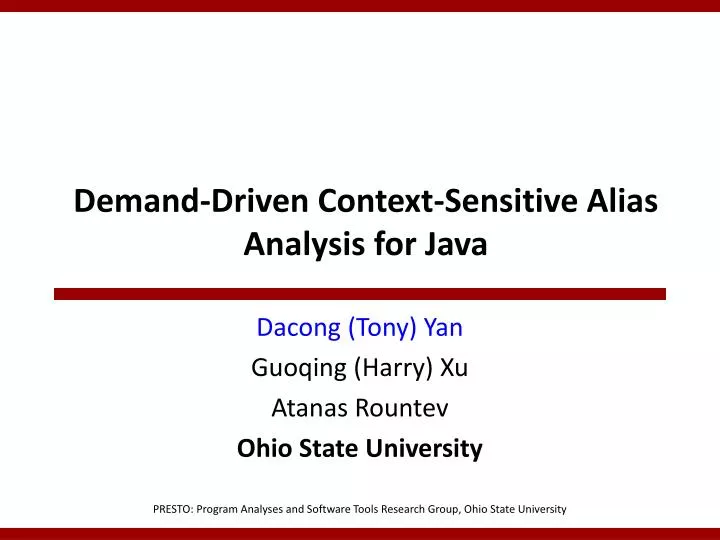demand driven context sensitive alias analysis for java