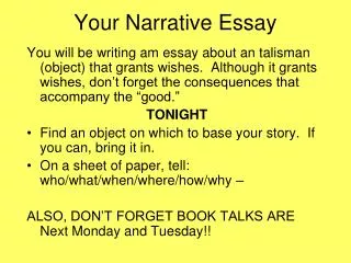 Your Narrative Essay