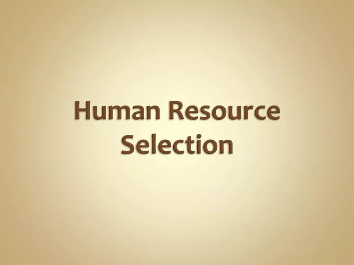 human resource selection