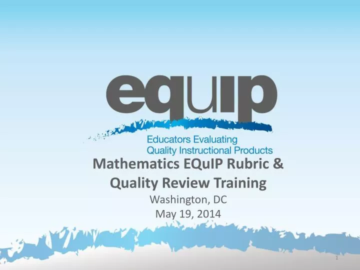 mathematics equip rubric quality review training washington dc may 19 2014