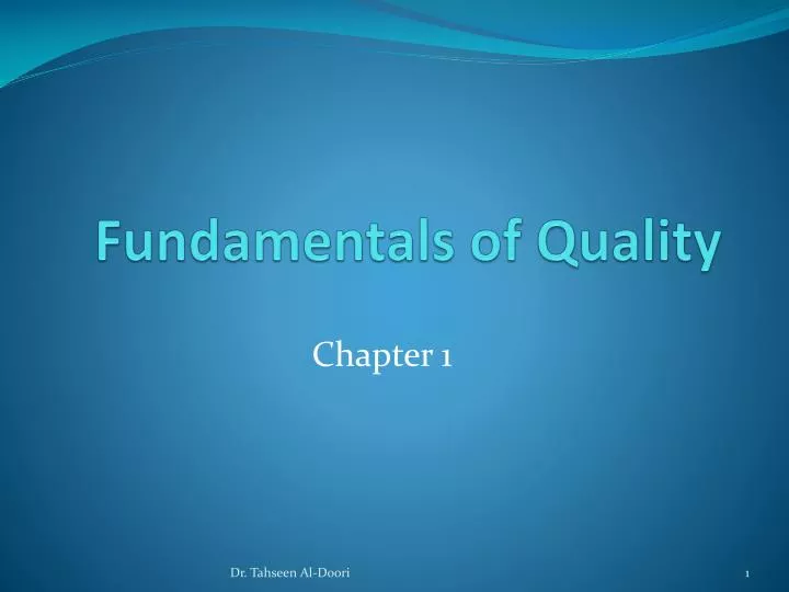 fundamentals of quality