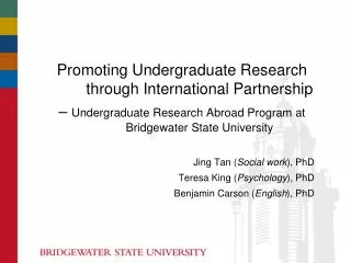 Promoting Undergraduate Research through International Partnership